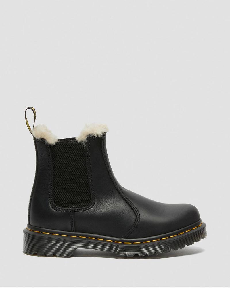 Women's Dr Martens 2976 Faux Fur Lined Ankle Boots Black | AU 24GSO